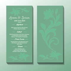 Elegant Green Floral Wedding Menu