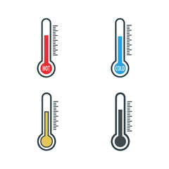 Temperature Thermometer Icons Set Art & Illustration