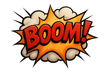 Comic explosion with the word boom, ideal for adding an impact to designs, with transparent background