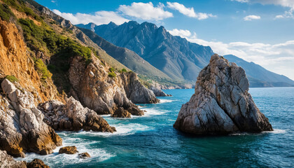 Fototapeta premium Beautiful seascape with rocky shore.