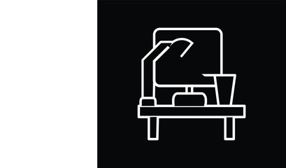 Desk Lamp Icon Representing Study Space. Work.lamp line icon