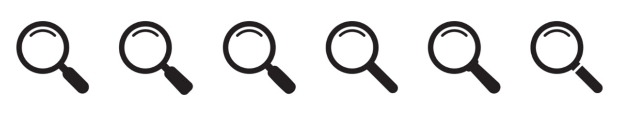 Magnifying glass icon, magnifier icon. Search icons set.
