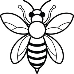 bee icon line art vector illustration on transparent background