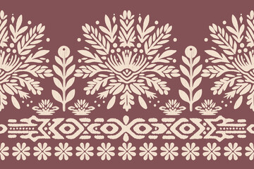 Ikat floral paisley design pattern background.Ikat ethnic, Oriental embroidery, traditional Aztec style, abstract background, vector illustration. Design for texture, fabric, clothing, and decoration.