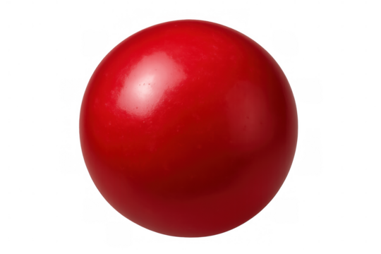 Perfect red sphere with glossy finish, isolated on a transparent background, ideal for digital compositions
