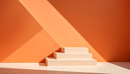 Ascending Abstract: The play of light and shadow creates a striking minimalist composition featuring a staircase, evoking a sense of growth and progression, perfect for conceptual projects.