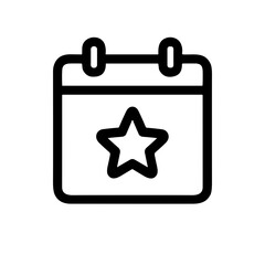 Outline Simple Calendar with Star Event Date Planner Icon