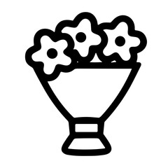 Outline Simple Flowers Bouquet Gift Symbol Decoration Line Art Icon