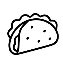Simple Outline Handdrawn Taco Mexican Food Traditional Cuisine Line Icon