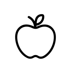 Simple Outline Apple Fruit Food Healthy Natural Line Icon Symbol