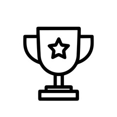 Simple Outline Drawing Trophy Cup with Star Shape for Achievement Icon