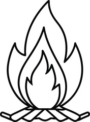 campfire icon line art vector illustration on transparent background