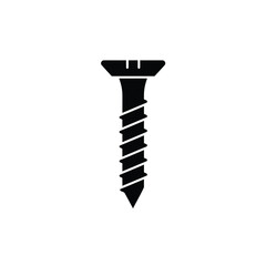 Black Silhouette Wood Screw Vector Icon White Background