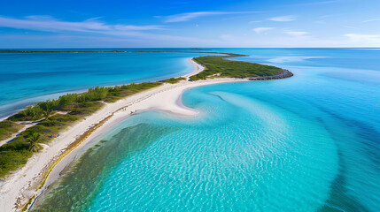 Waves gently kiss the Australian shore under a tropical blue sky, inviting summer travel to this island paradise