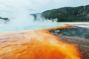 Vibrant Colors of Thermal Springs in Yellowstone National Park