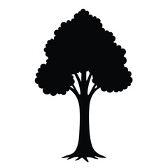 Black Silhouette Vector Tree Icon White Background