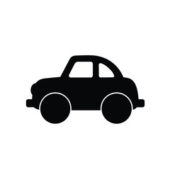 Black Silhouette Wooden Toy Car Vector Icon