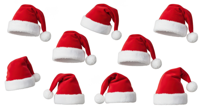 Red santa hats pattern background