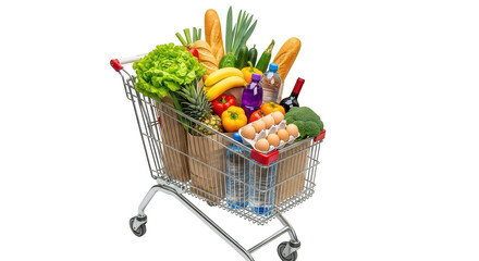 Shopping cart full of groceries
