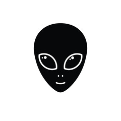 Black Alien Head Silhouette Vector Icon 80s U F O Theme