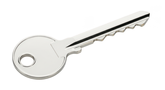 Silver key isolated on black