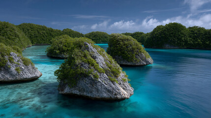 Rock Islands in ocean.