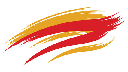 Abstract design elements featuring red and gold brushstrokes with transparent background