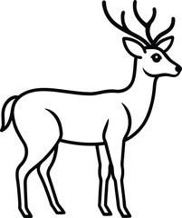 deer icon line art vector illustration on transparent background