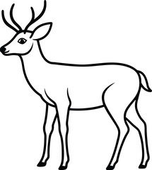 deer icon line art vector illustration on transparent background