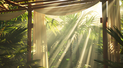 The tropical resort in  features a long, covered wooden walkway connecting the old-style buildings and rooms