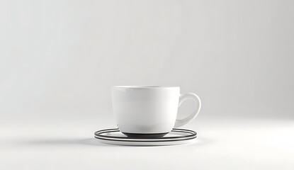Obraz premium cup of coffee on a white background, A simple, elegant white cup on a saucer, minimalist and classic, 4K and HD image