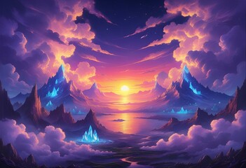 sunset in the mountains