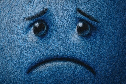 Affliction: Top View of the Sad Face Depicting Blue Monday and Mental Health Concept