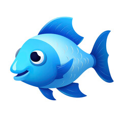 Obraz premium Cute and Colorful Cartoon Fish Character with Bright Blue Scales and Friendly Expression Swimming in an Underwater Environment