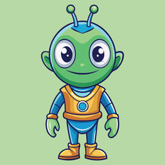 Obraz premium Cute Alien Cartoon Character Illustration