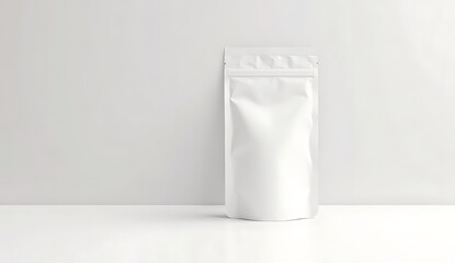 A plain, white, resealable pouch or bag, likely used for packaging, 4K and HD image