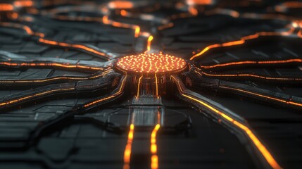 Futuristic Abstract Background with Glowing Lines and Nodes