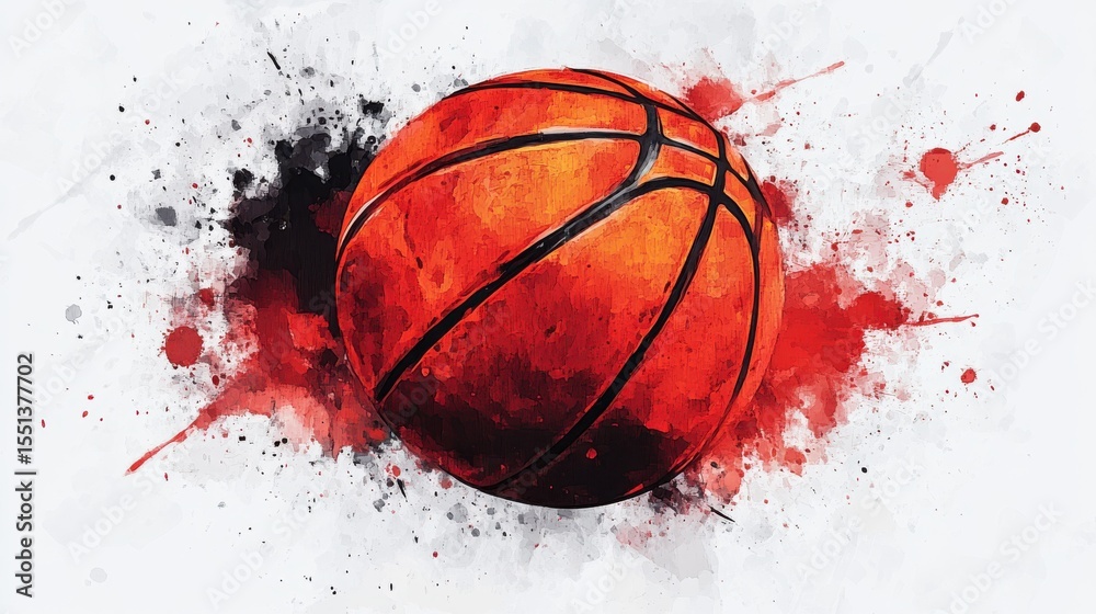 Poster dynamic basketball scene in vibrant studio setting