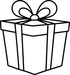 gift box icon line art vector illustration on transparent background