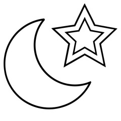 Star & Moon Symbol line art vector