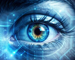 Futuristic Human Eye Scanning Digital Interface.