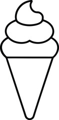 ice cream cone icon line art vector illustration on transparent background