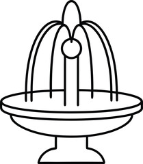 indoor fountain icon line art vector illustration on transparent background
