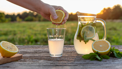 fresh lemonade in a glass