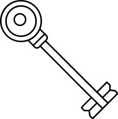 key icon line art vector illustration on transparent background