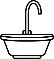 kitchen sink icon line art vector illustration on transparent background