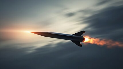 Fototapeta premium Missile launching into the sky during daytime atmosphere