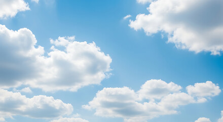 Obraz premium Stunning Blue Sky with Fluffy White Clouds A Serene Nature Background