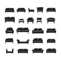Sofa and Couch Silhouette Collection, Modern Design