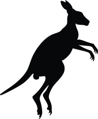 Fototapeta premium Silhouette of a kangaroo hopping, editable vector illustration, isolated on white
